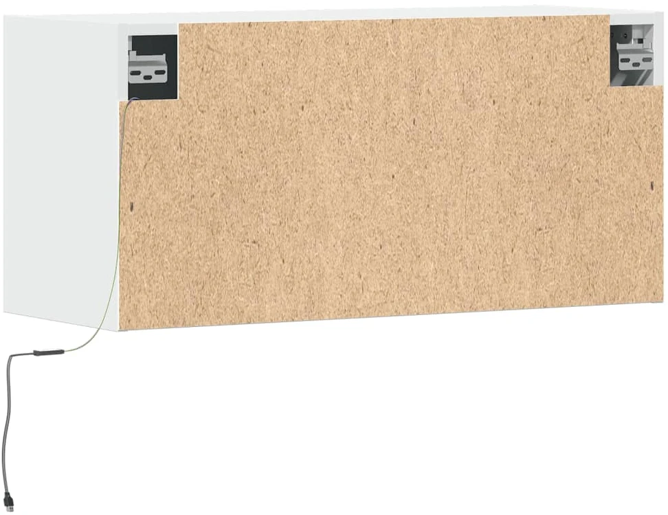 TV staliukas Sieninė TV spintelė su LED lemputėmis, balta, 80x31x35cm