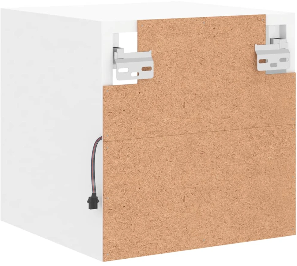 TV staliukas Sieninė TV spintelė su LED lemputėmis, balta, 30x28,5x30cm