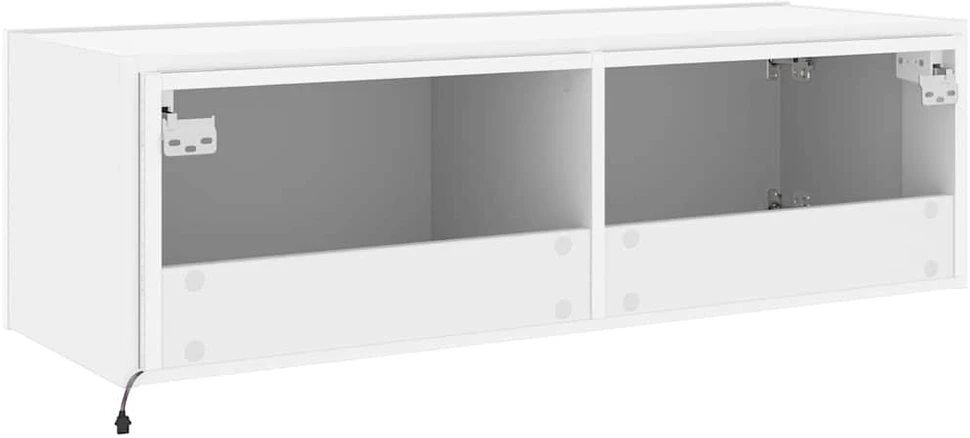 TV staliukas Sieninė TV spintelė su LED lemputėmis, balta, 100x35x31cm
