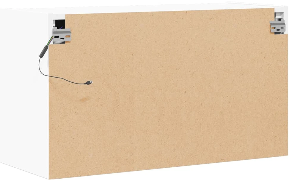 TV staliukas Sieninė TV spintelė su LED lemputėmis, balta, 80x31x45cm