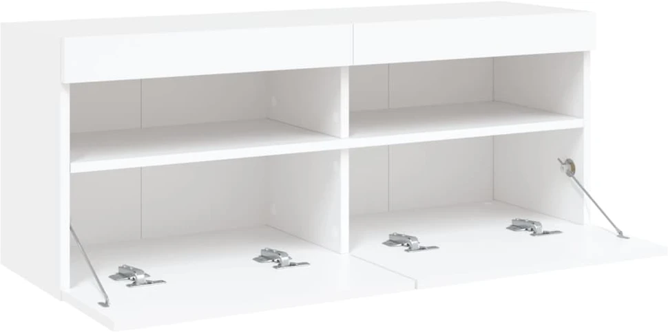 TV staliukas Sieninė TV spintelė su LED lemputėmis, balta, 100x30x40cm