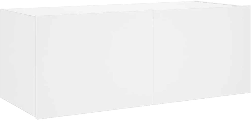 TV staliukas Sieninė TV spintelė su LED lemputėmis, balta, 80x35x31cm