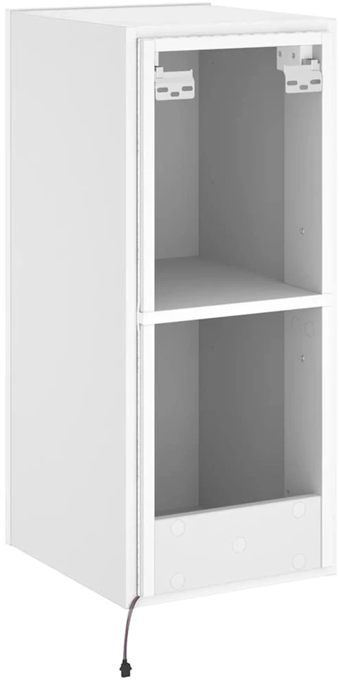 TV staliukas Sieninė TV spintelė su LED lemputėmis, balta, 30,5x35x70cm