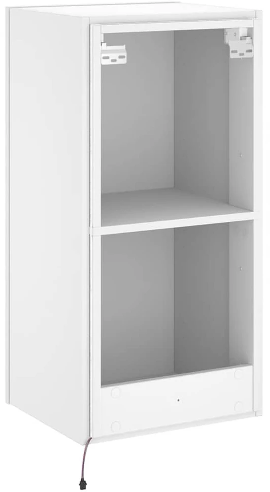 TV staliukas Sieninė TV spintelė su LED lemputėmis, balta, 40,5x35x80cm