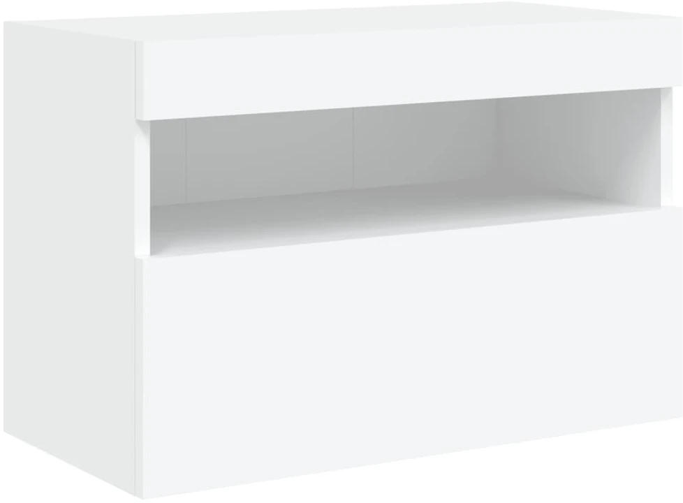 TV staliukas Sieninė TV spintelė su LED lemputėmis, balta, 60x30x40cm