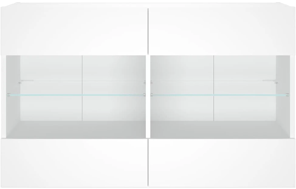 TV staliukas Sieninė TV spintelė su LED lemputėmis, balta, 98,5x30x60,5cm
