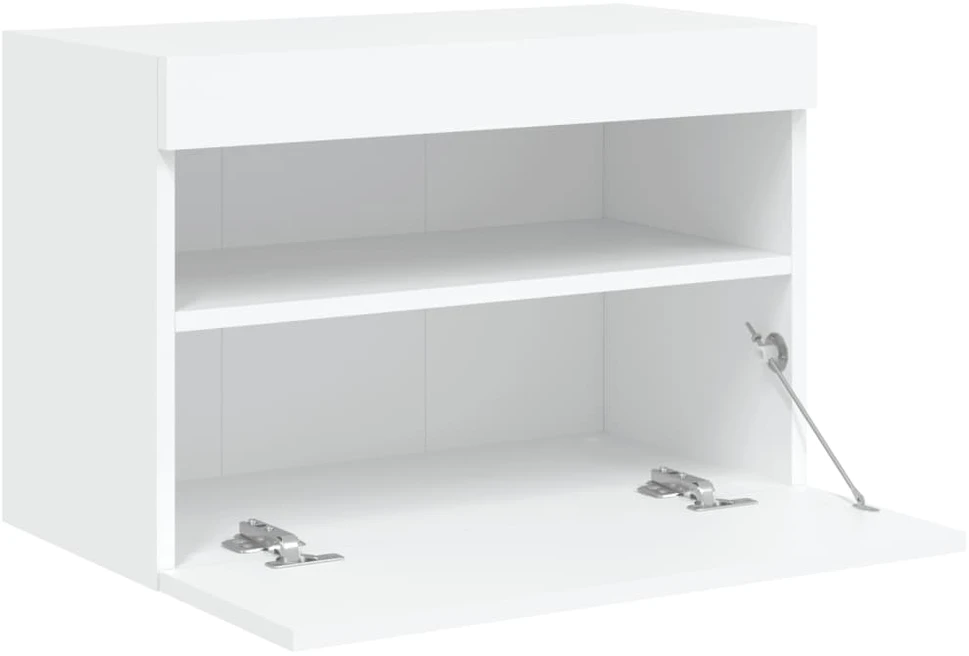 TV staliukas Sieninė TV spintelė su LED lemputėmis, balta, 60x30x40cm