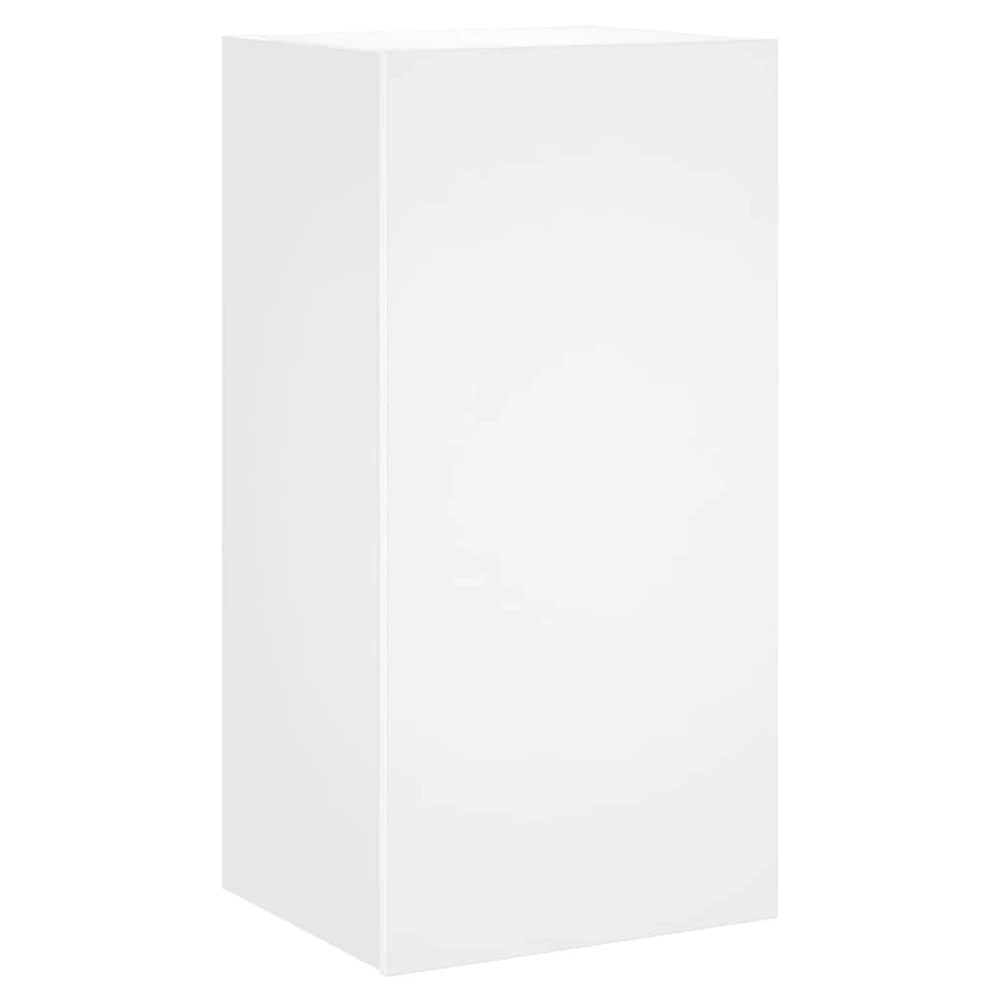 TV staliukas Sieninė TV spintelė su LED lemputėmis, balta, 40,5x35x80cm