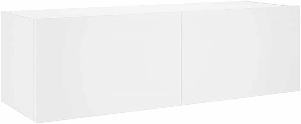 TV staliukas Sieninė TV spintelė su LED lemputėmis, balta, 100x35x31cm