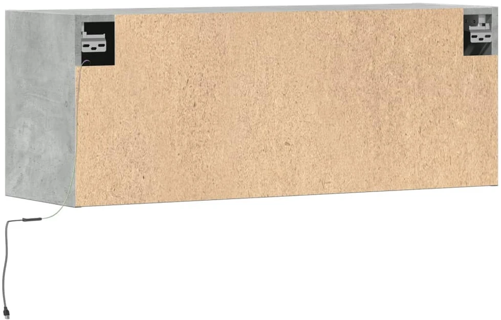 TV staliukas Sieninė TV spintelė su LED lemputėmis, betono, 100x31x35cm