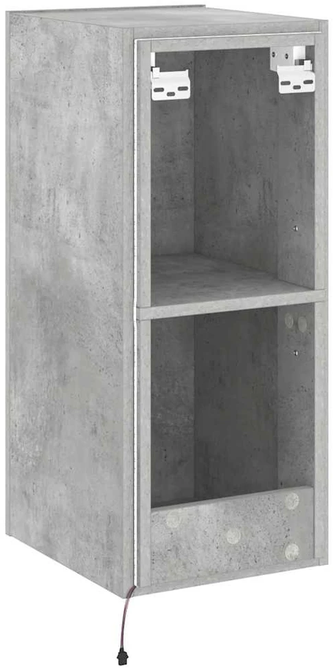 TV staliukas Sieninė TV spintelė su LED lemputėmis, betono, 30,5x35x70cm