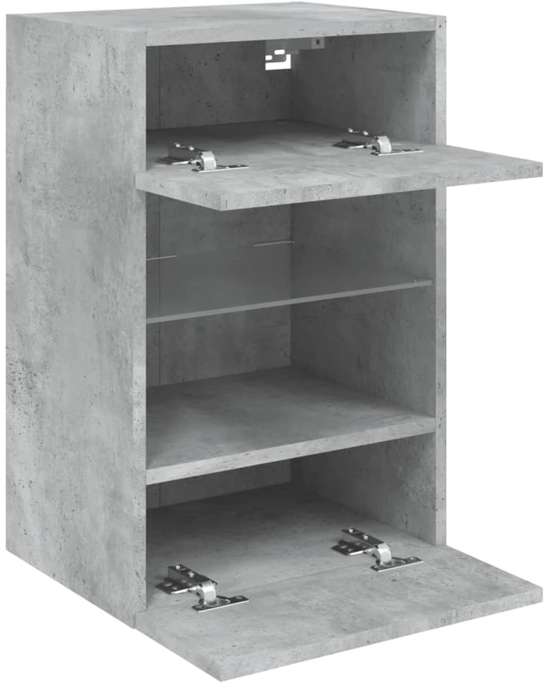 TV staliukas Sieninė TV spintelė su LED lemputėmis, betono, 40x30x60,5cm