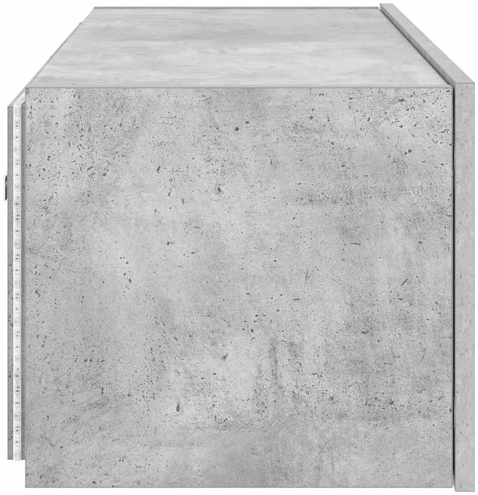 TV staliukas Sieninė TV spintelė su LED lemputėmis, betono pilka, 80x35x31cm