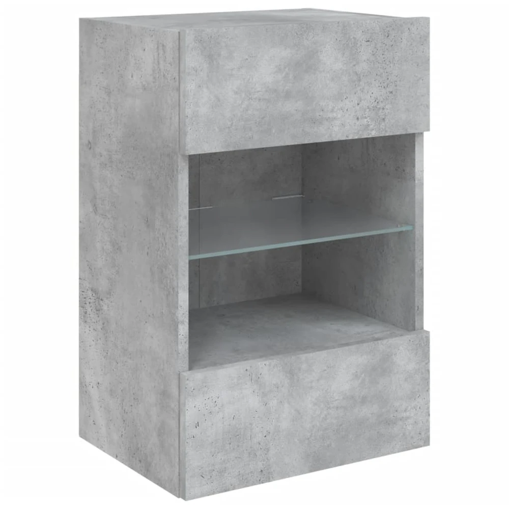 TV staliukas Sieninė TV spintelė su LED lemputėmis, betono, 40x30x60,5cm