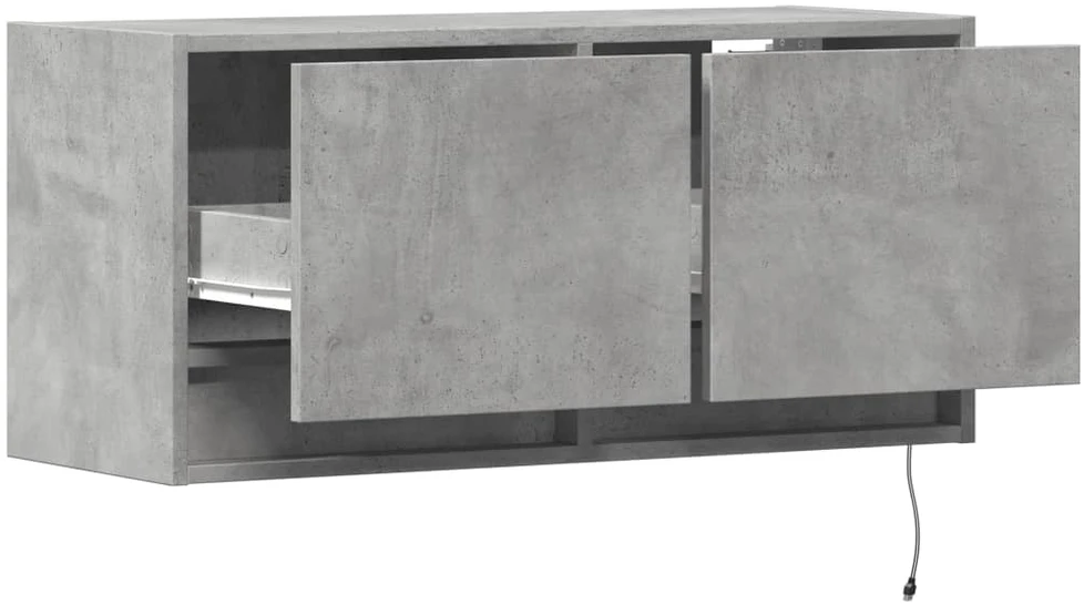 TV staliukas Sieninė TV spintelė su LED lemputėmis, betono, 80x31x35cm