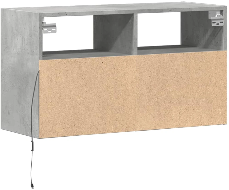 TV staliukas Sieninė TV spintelė su LED lemputėmis, betono, 80x31x45cm