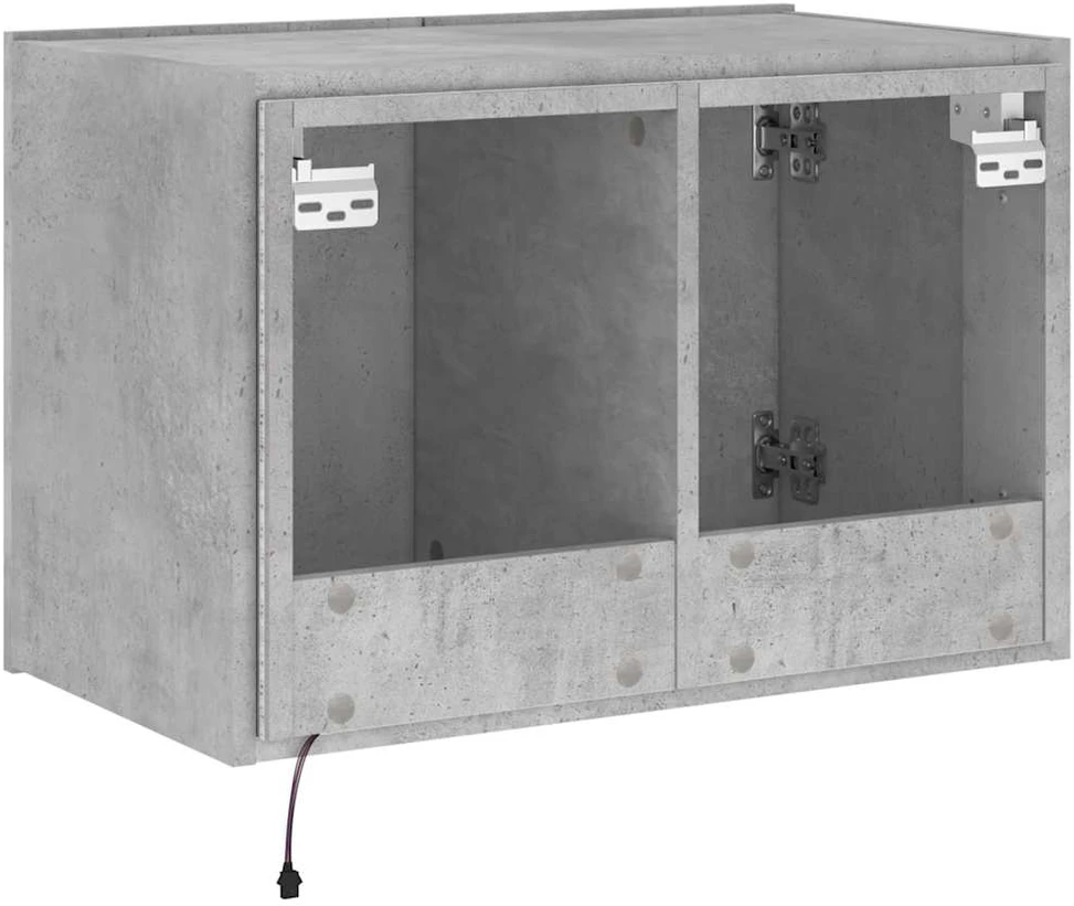 TV staliukas Sieninė TV spintelė su LED lemputėmis, betono pilka, 60x35x41cm
