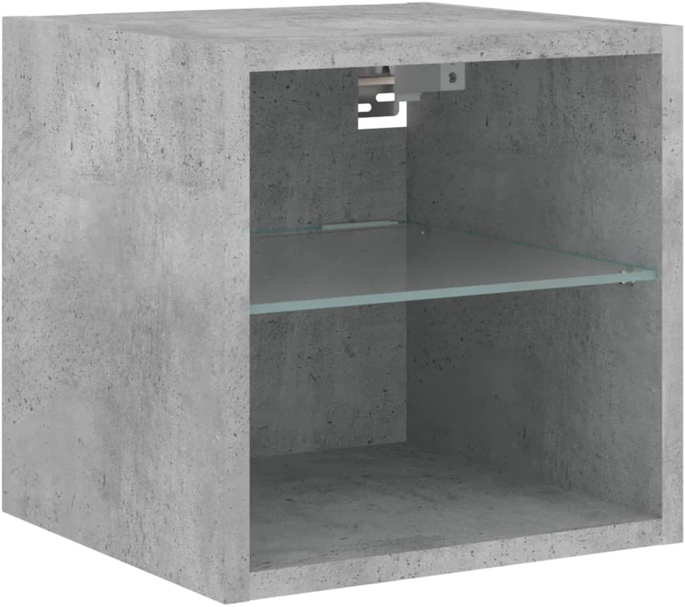TV staliukas Sieninė TV spintelė su LED lemputėmis, betono, 30x28,5x30cm