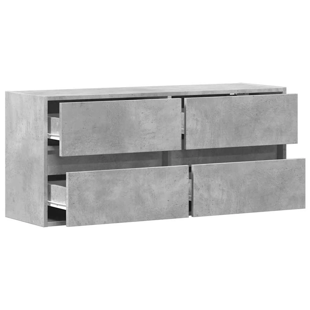 TV staliukas Sieninė TV spintelė su LED lemputėmis, betono, 100x31x45cm