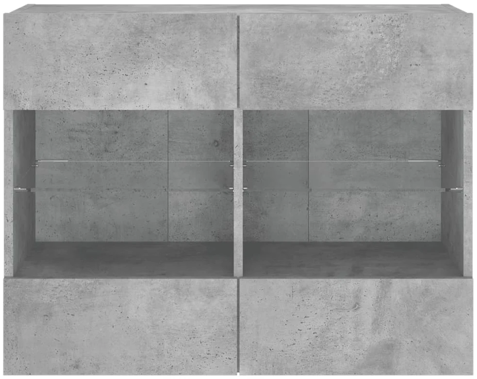 TV staliukas Sieninė TV spintelė su LED lemputėmis, betono, 78,5x30x60,5cm