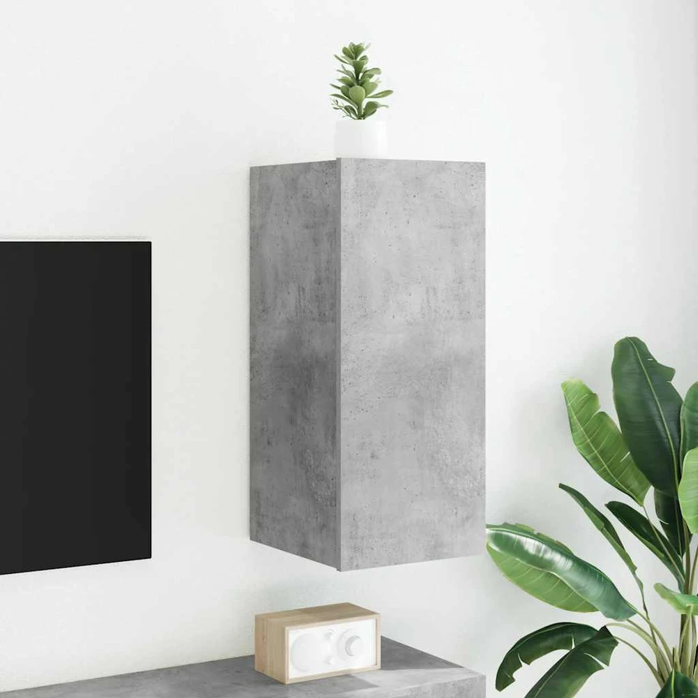 TV staliukas Sieninė TV spintelė su LED lemputėmis, betono, 30,5x35x70cm