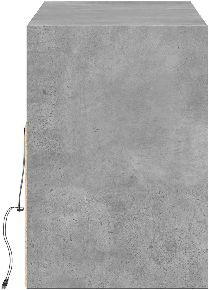 TV staliukas Sieninė TV spintelė su LED lemputėmis, betono, 130x31x45 cm
