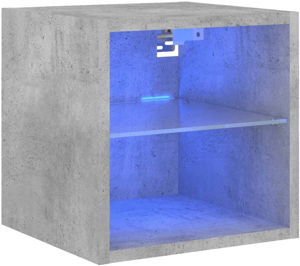 TV staliukas Sieninė TV spintelė su LED lemputėmis, betono, 30x28,5x30cm