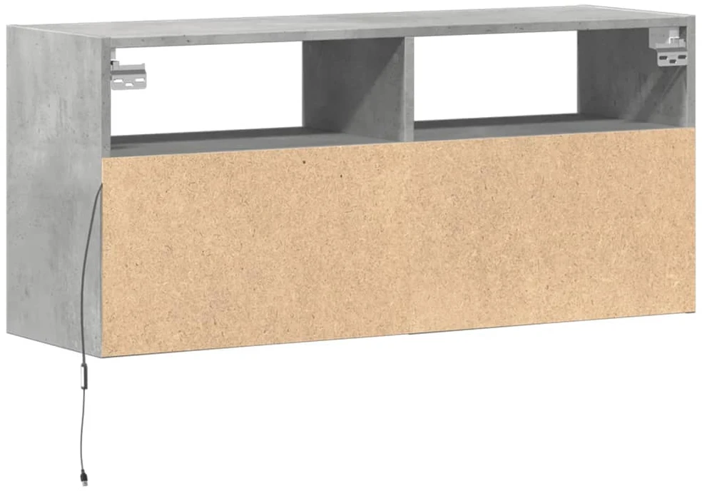 TV staliukas Sieninė TV spintelė su LED lemputėmis, betono, 100x31x45cm
