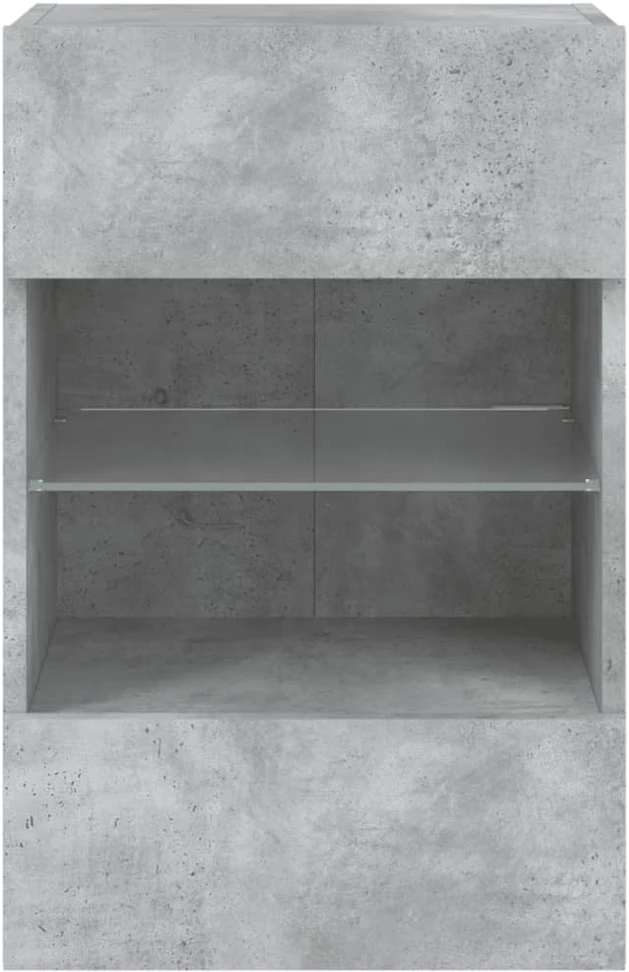 TV staliukas Sieninė TV spintelė su LED lemputėmis, betono, 40x30x60,5cm