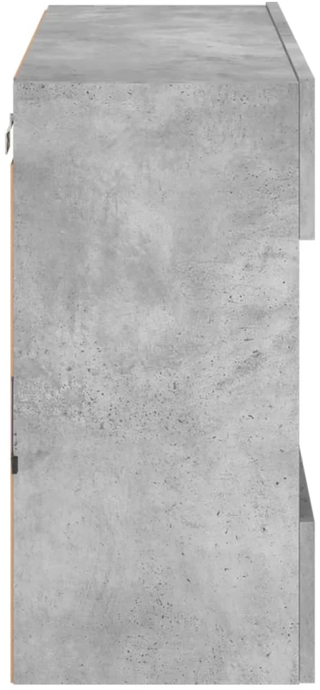 TV staliukas Sieninė TV spintelė su LED lemputėmis, betono, 78,5x30x60,5cm