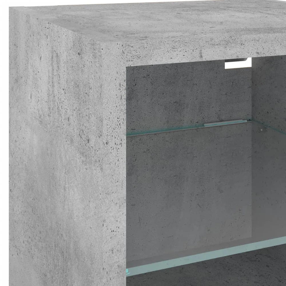 TV staliukas Sieninė TV spintelė su LED lemputėmis, betono, 30x28,5x30cm