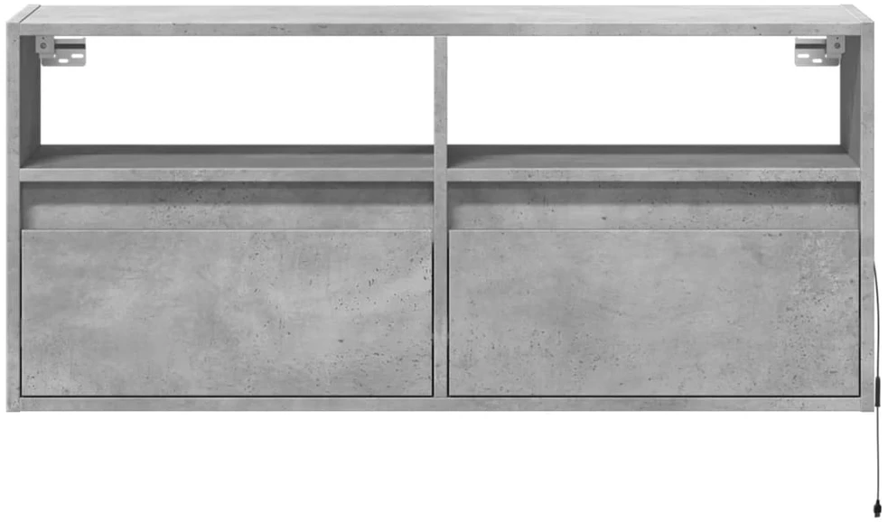 TV staliukas Sieninė TV spintelė su LED lemputėmis, betono, 100x31x45cm