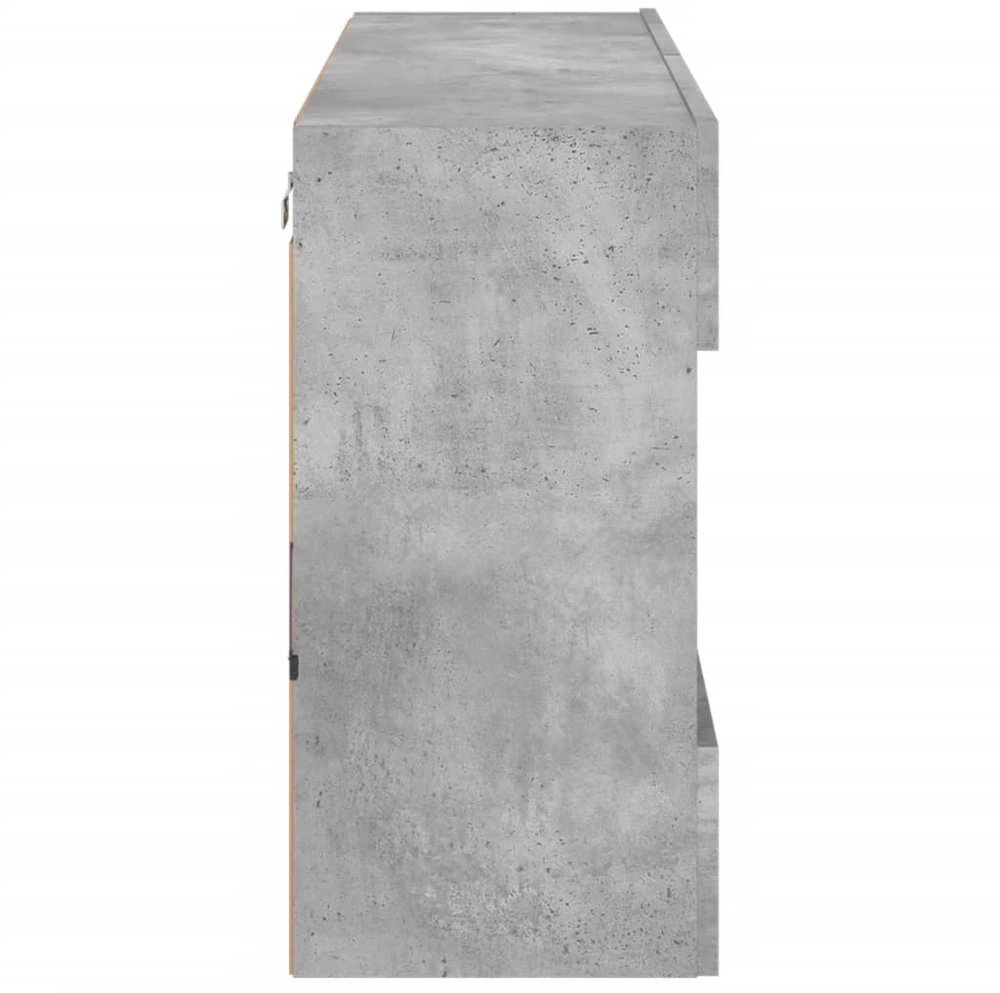 TV staliukas Sieninė TV spintelė su LED lemputėmis, betono, 98,5x30x60,5cm