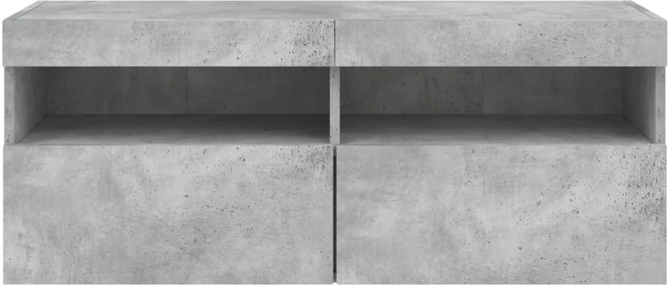 TV staliukas Sieninė TV spintelė su LED lemputėmis, betono, 100x30x40cm
