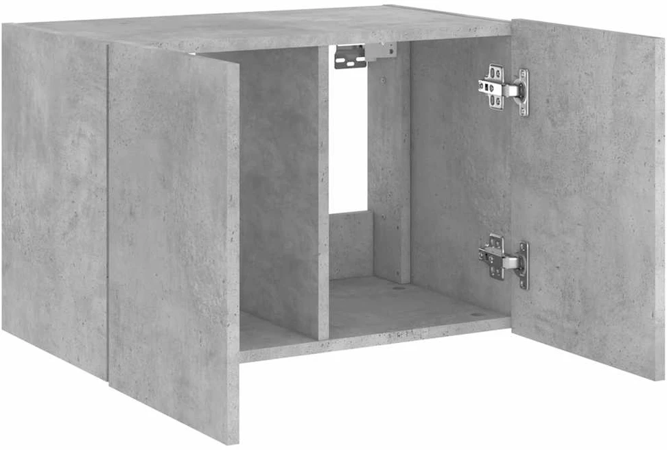 TV staliukas Sieninė TV spintelė su LED lemputėmis, betono pilka, 60x35x41cm
