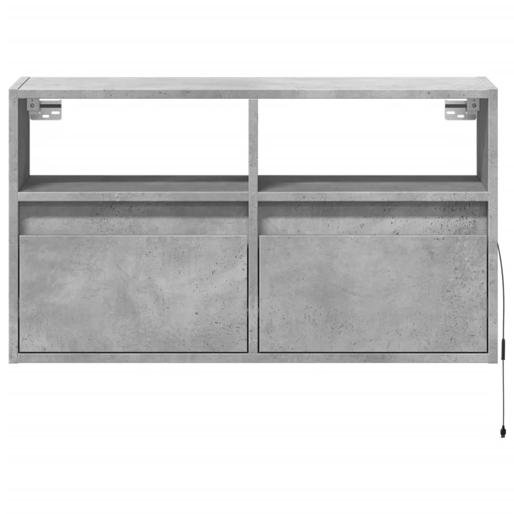 TV staliukas Sieninė TV spintelė su LED lemputėmis, betono, 80x31x45cm