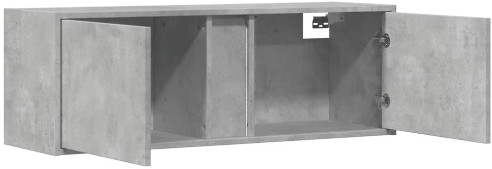 TV staliukas Sieninė TV spintelė su LED lemputėmis, betono, 100x31x35cm