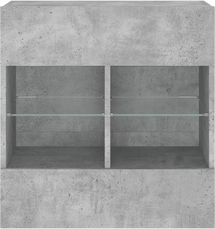 TV staliukas Sieninė TV spintelė su LED lemputėmis, betono, 58,5x30x60,5cm