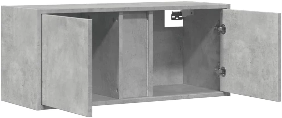 TV staliukas Sieninė TV spintelė su LED lemputėmis, betono, 80x31x35cm