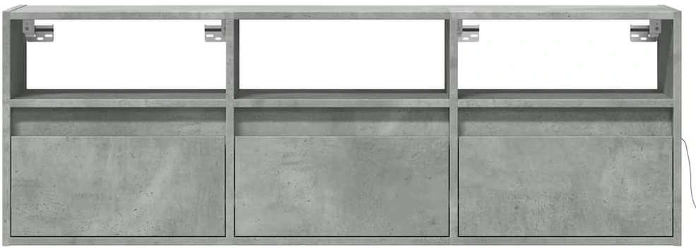TV staliukas Sieninė TV spintelė su LED lemputėmis, betono, 130x31x45 cm