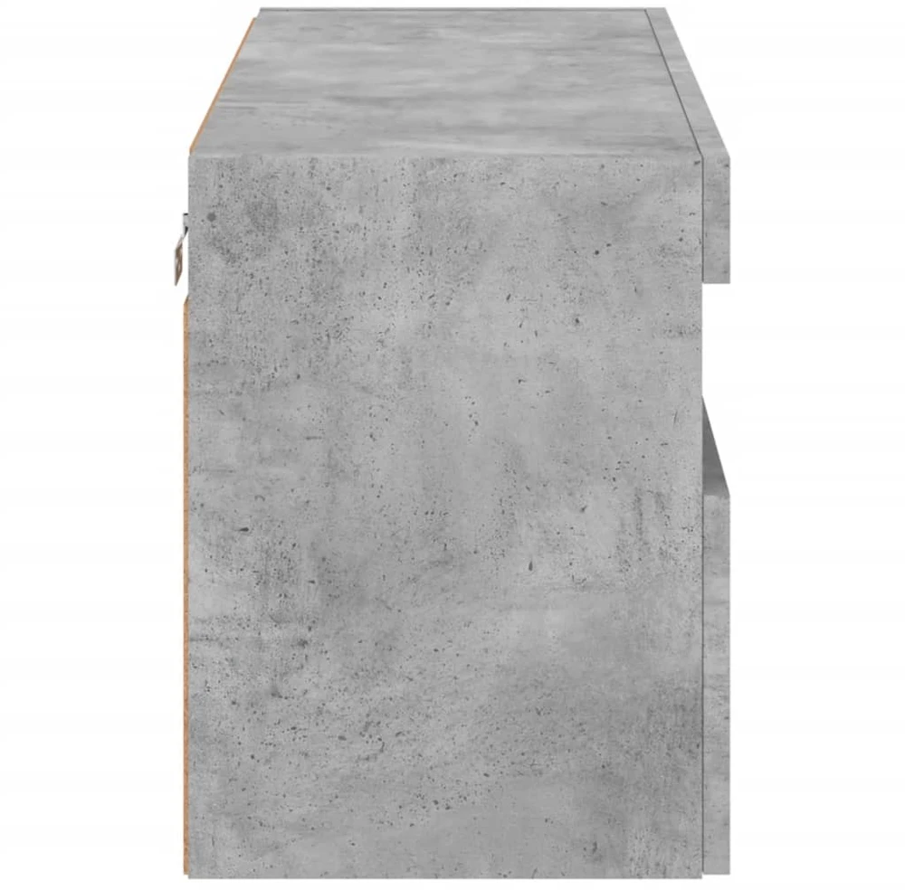TV staliukas Sieninė TV spintelė su LED lemputėmis, betono pilka, 80x30x40cm