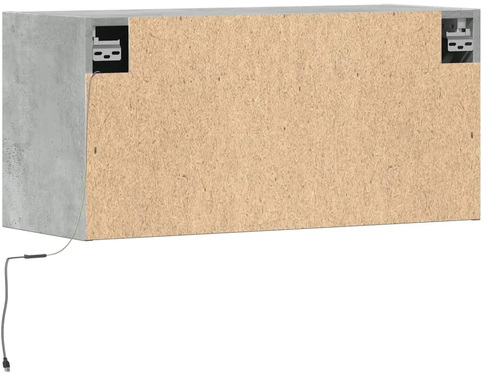 TV staliukas Sieninė TV spintelė su LED lemputėmis, betono, 80x31x35cm
