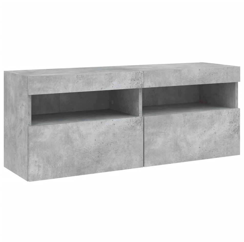TV staliukas Sieninė TV spintelė su LED lemputėmis, betono, 100x30x40cm