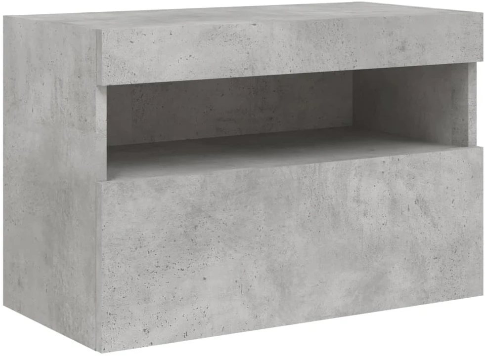 TV staliukas Sieninė TV spintelė su LED lemputėmis, betono pilka, 60x30x40cm
