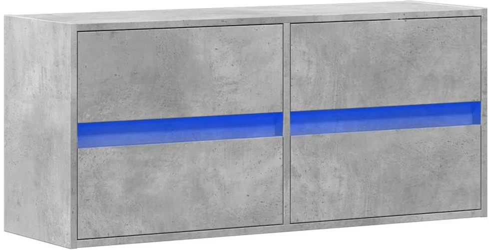 TV staliukas Sieninė TV spintelė su LED lemputėmis, betono, 100x31x45cm