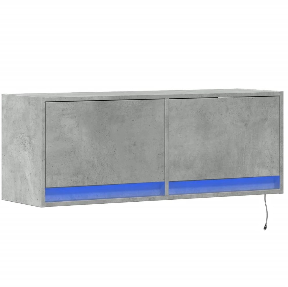 TV staliukas Sieninė TV spintelė su LED lemputėmis, betono, 100x31x35cm