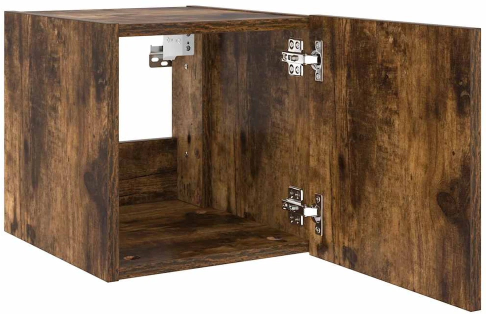 TV staliukas Sieninė TV spintelė su LED lemputėmis, dūminė, 30,5x35x30cm
