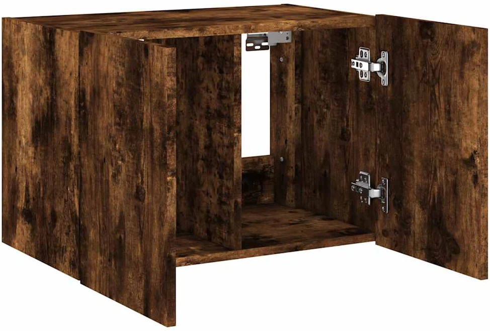 TV staliukas Sieninė TV spintelė su LED lemputėmis, dūminė, 60x35x41cm