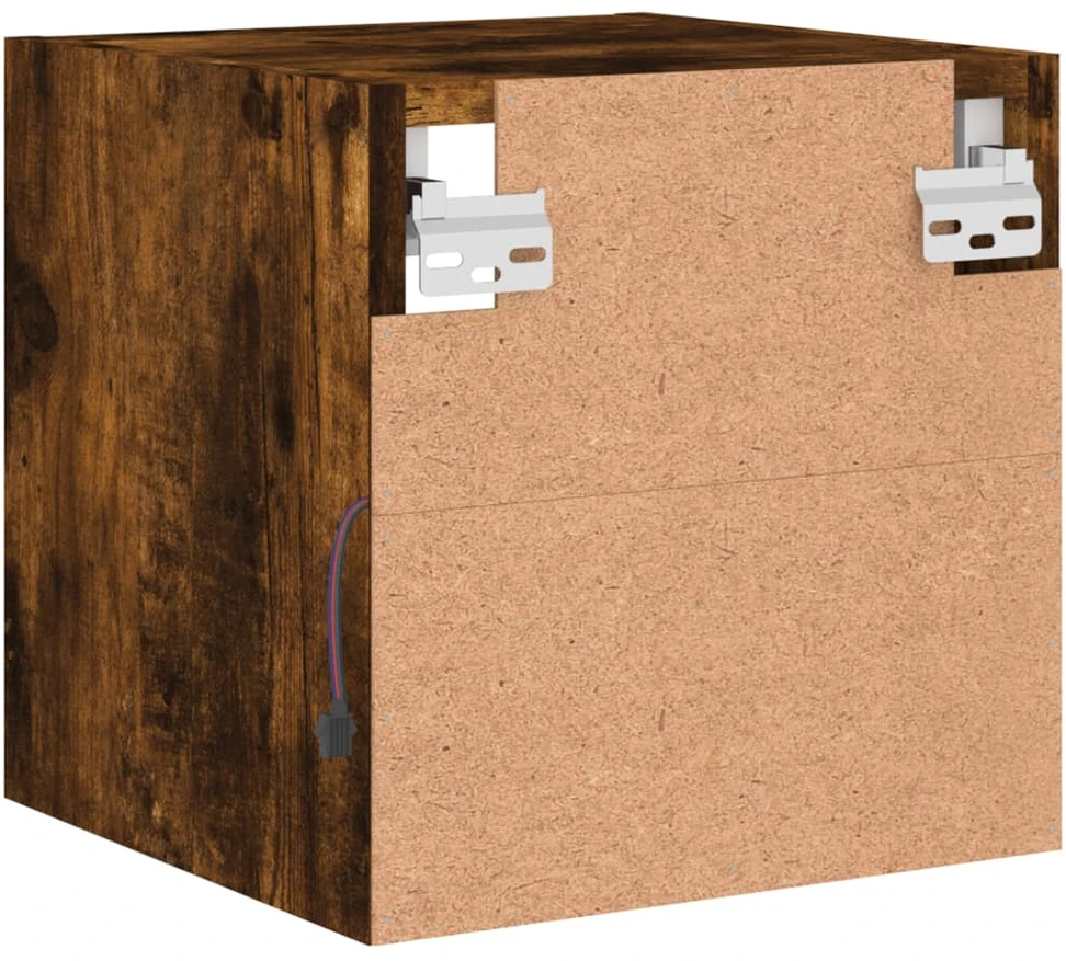 Sieninė TV spintelė su LED lemputėmis, dūminė, 30x28,5x30cm
