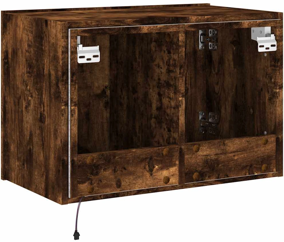 TV staliukas Sieninė TV spintelė su LED lemputėmis, dūminė, 60x35x41cm